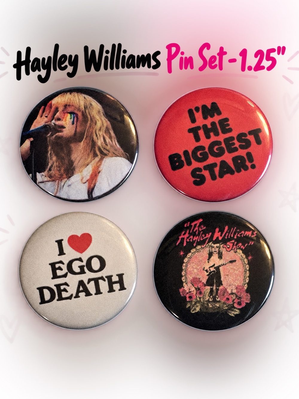 Hayley Williams - 4-Pack Music Button Pin 1.25” Set